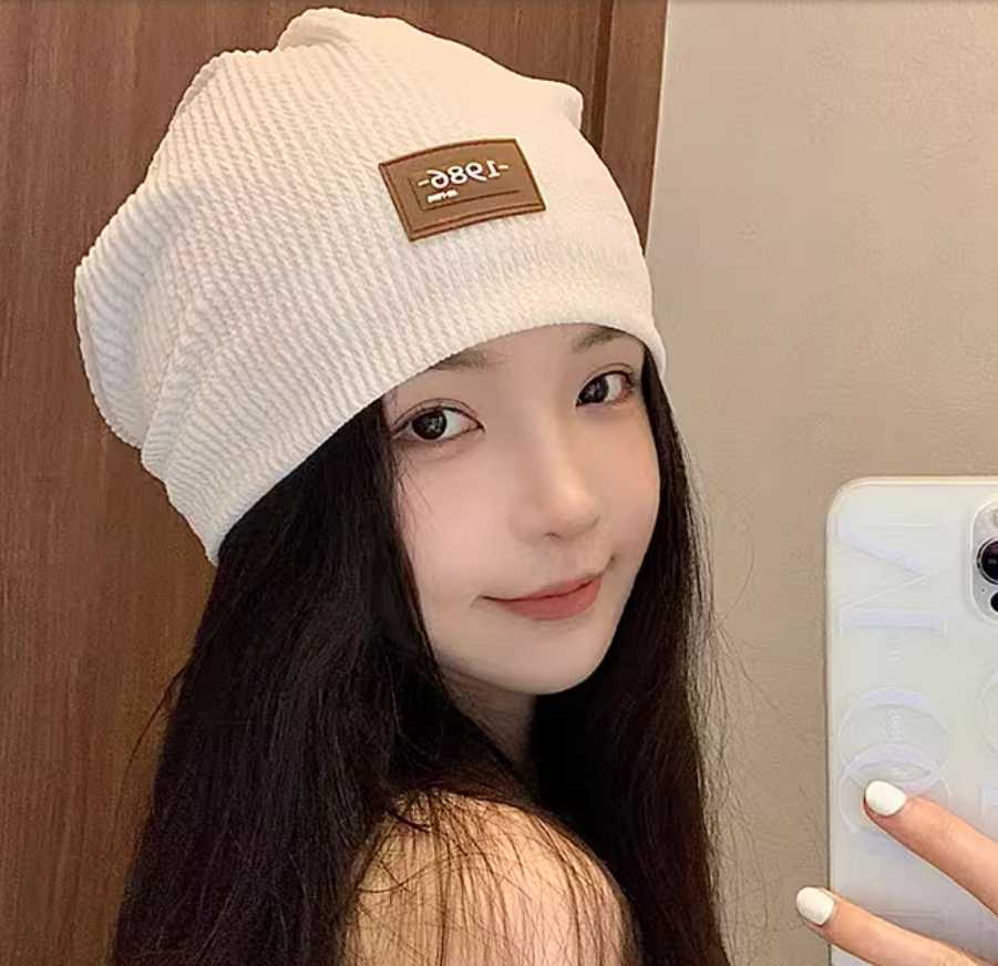 シンプル織り目ビーニー帽