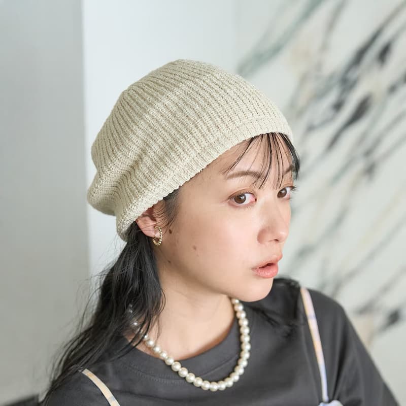 リブ編み涼感ビーニー