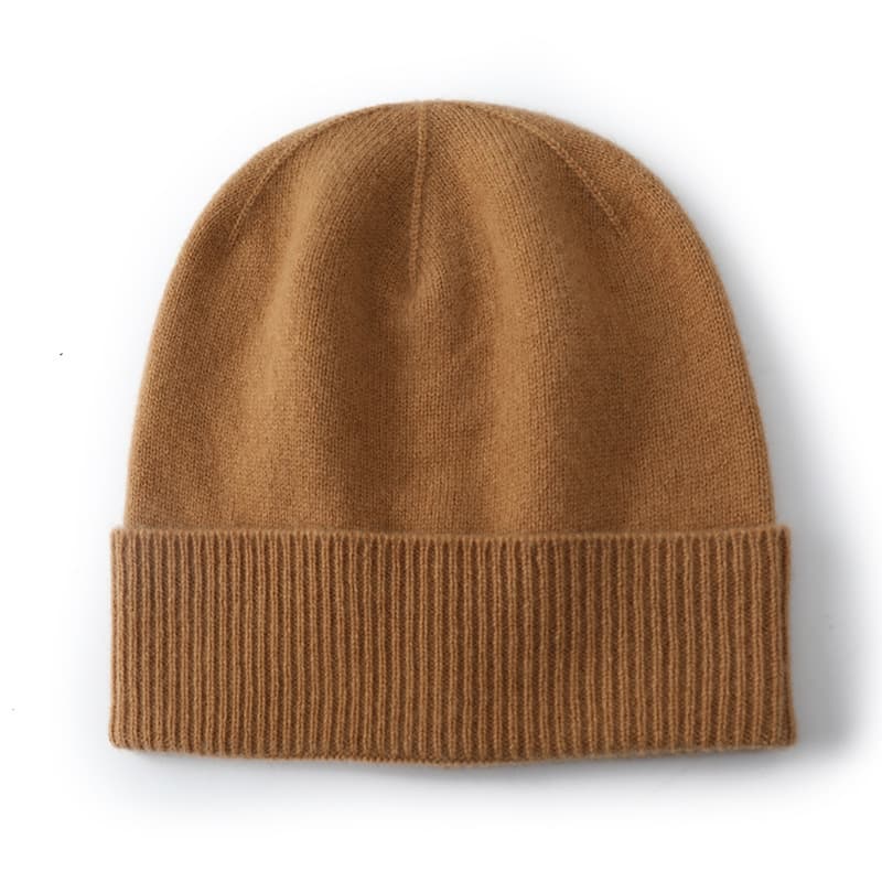 シンプル リブ編み カシミヤ ビーニー