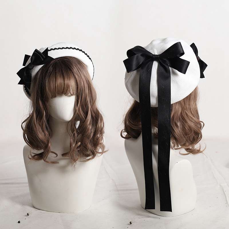 ビーニー 上品リボン飾りベレー帽