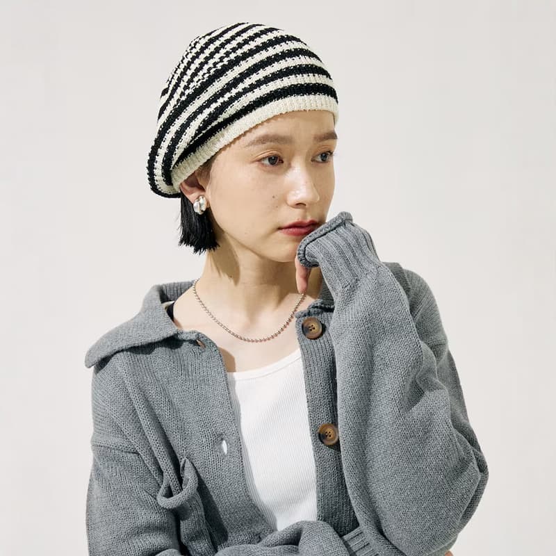 リブ編み涼感ビーニー