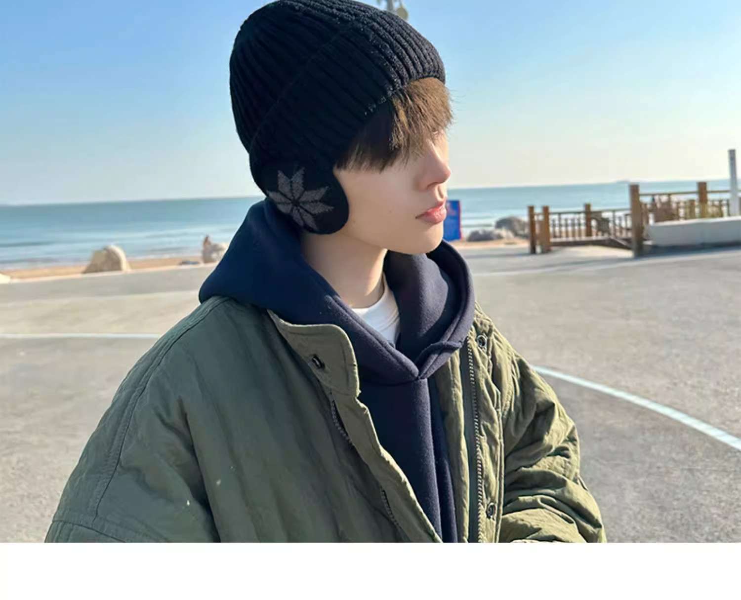 ビーニー 大人の耳あて付きニット帽